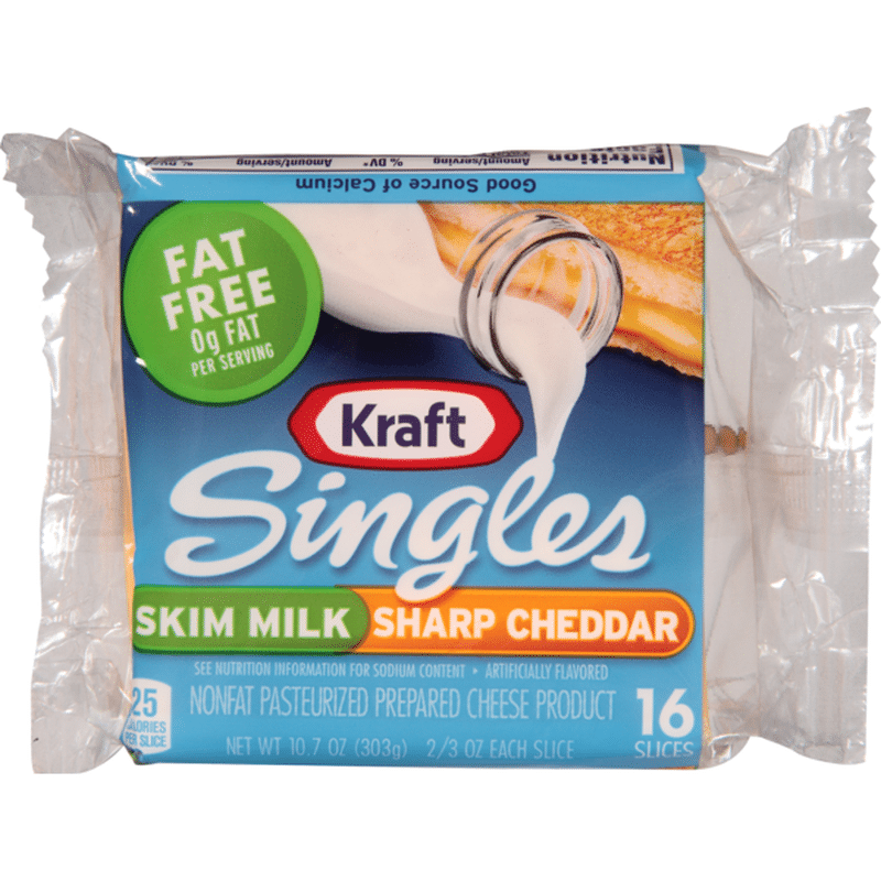 Kraft Singles Skim Milk Sharp Cheddar Cheese Slices 0 667 Oz Instacart