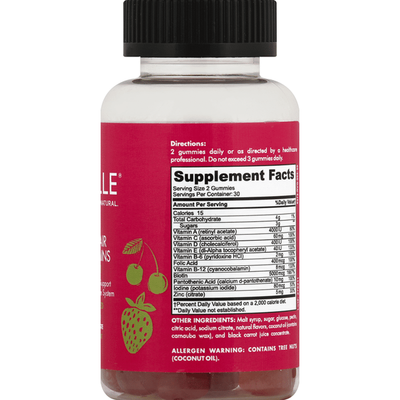 Mielle Healthy Hair Vitamins, with Biotin, Adult, Gummy, Berry Flavored