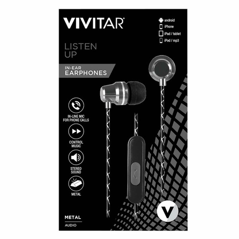 Vivitar Black Metallic Stereo Earbuds