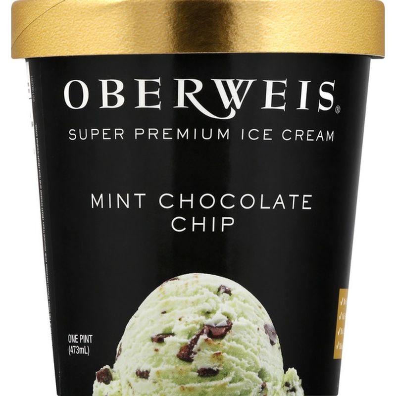 Oberweis Dairy Ice Cream, Super Premium, Mint Chocolate Chip (1 pt