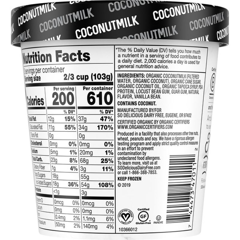 So Delicious Dairy Free Vanilla Bean Coconutmilk Non-Dairy Frozen Dessert