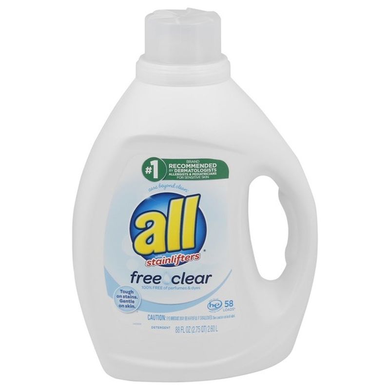 All Liquid Laundry Detergent Free Clear For Sensitive Skin 58 Loads