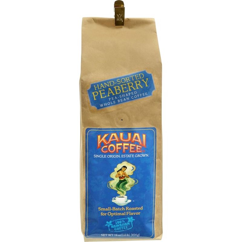 Kauai Coffee Peaberry Medium Roast Whole Bean Coffee (16 oz) from