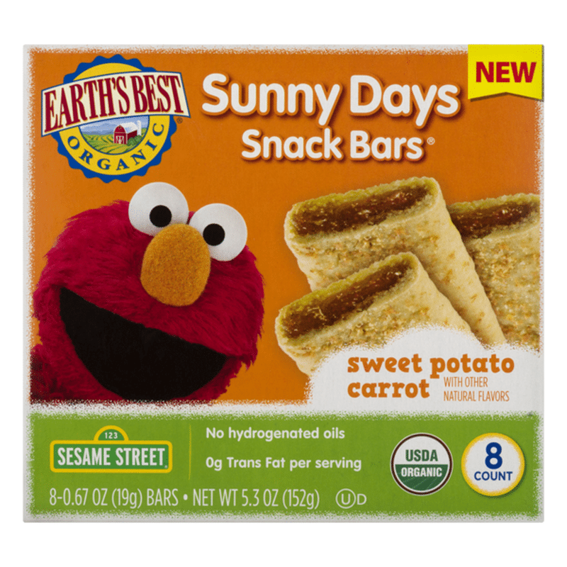 Earth's Best Sesame Street Sweet Potato Carrot Sunny Days Snack Bars (0