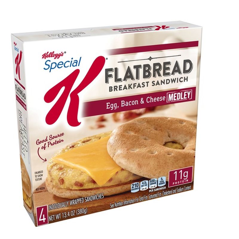 Kellogg's Special K Flatbread Breakfast Sandwiches Egg, Bacon, and