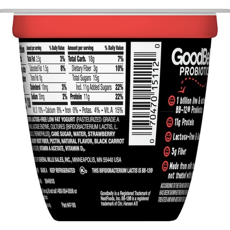 GoodBelly Yogurt, Lactose Free, Low Fat, Strawberry (5.3 oz) from ShopRite Instacart