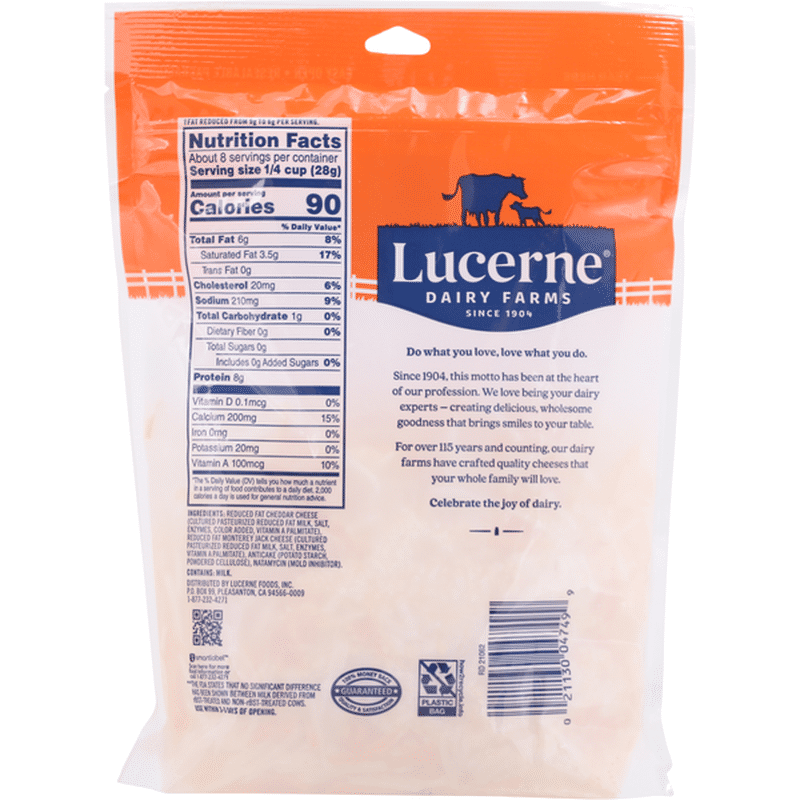 Lucerne Shredded Cheese, Reduced Fat, Cheddar Jack (8 oz) Instacart