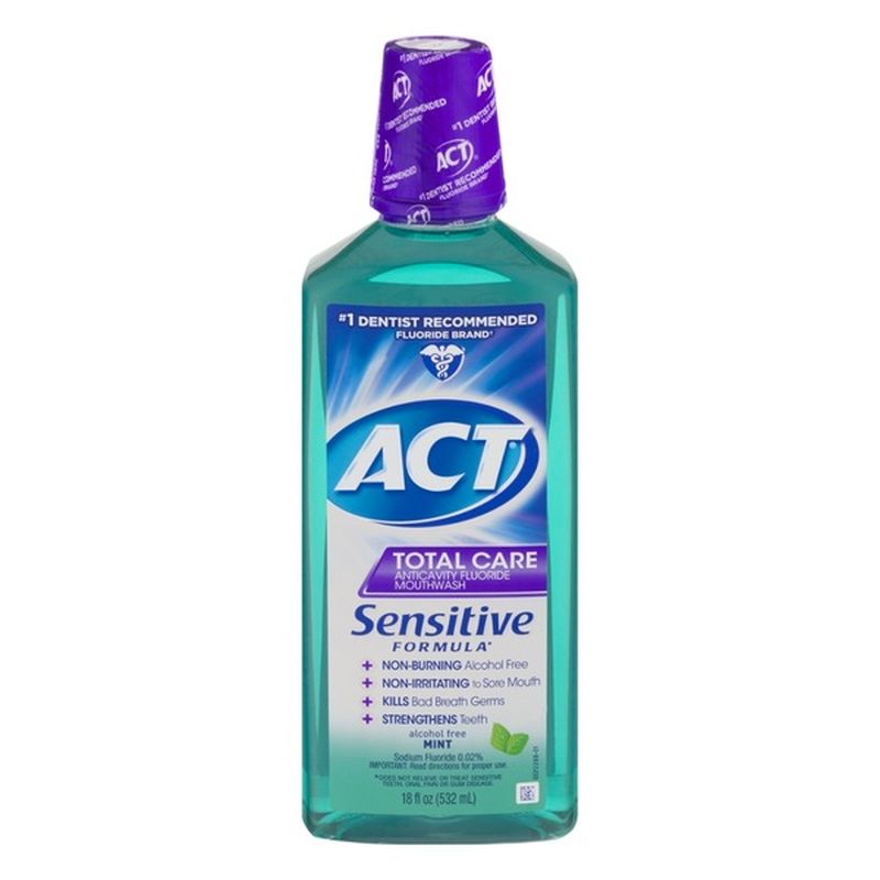 Act Total Care Anticavity Fluoride Mouthwash Sensitive Formula Alcohol 