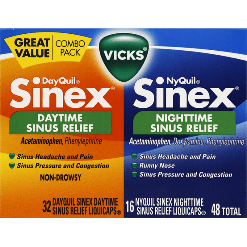 Vicks Sinus Relief, LiquiCaps, Combo Pack (48 ct) - Instacart