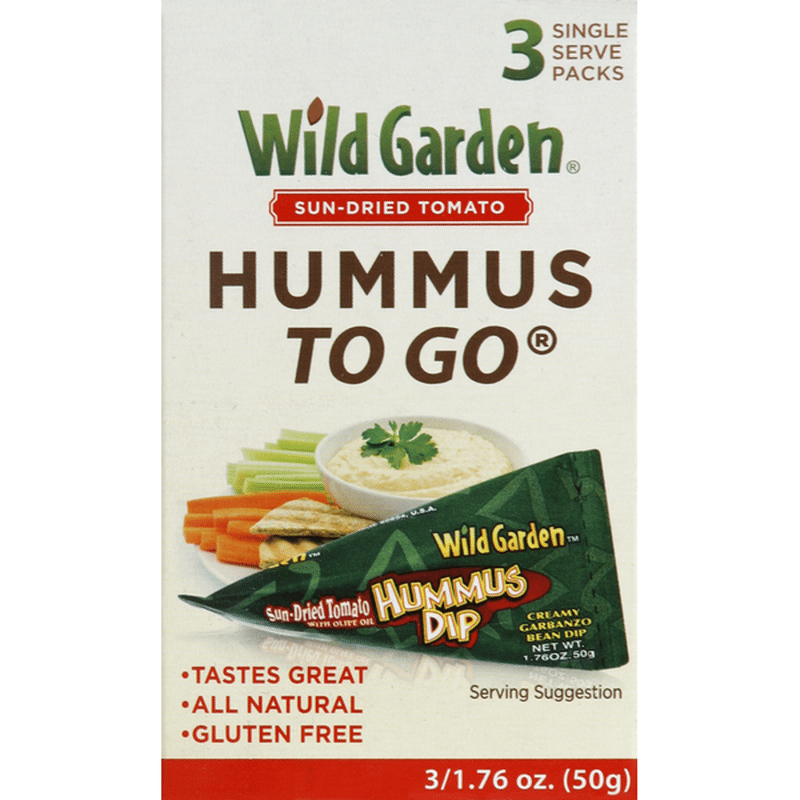 Wild Garden Hummus Dip, SunDried Tomato, To Go, Single Serve Packs (3