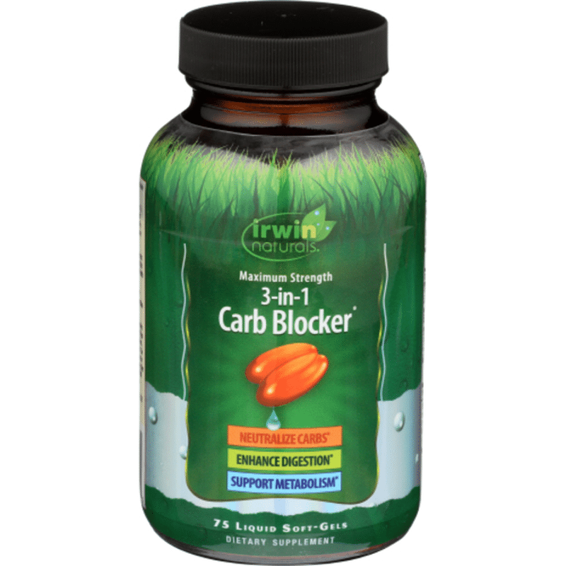 Irwin Naturals Carb Blocker, 3in1, Maximum Strength, Liquid Softgels