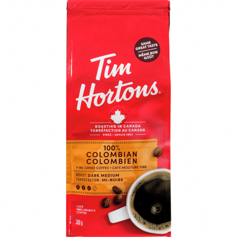 Tim Horton's Colombian Dark Medium Roast Fine Ground Coffee (300 g