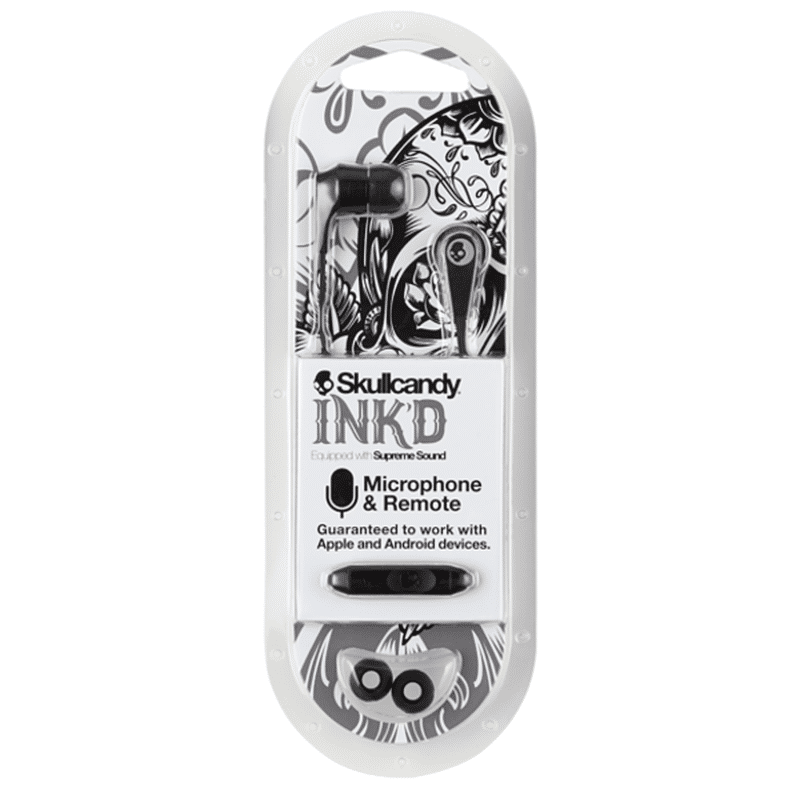 Skullcandy Black Ink'd Earbud With Mic & Remote