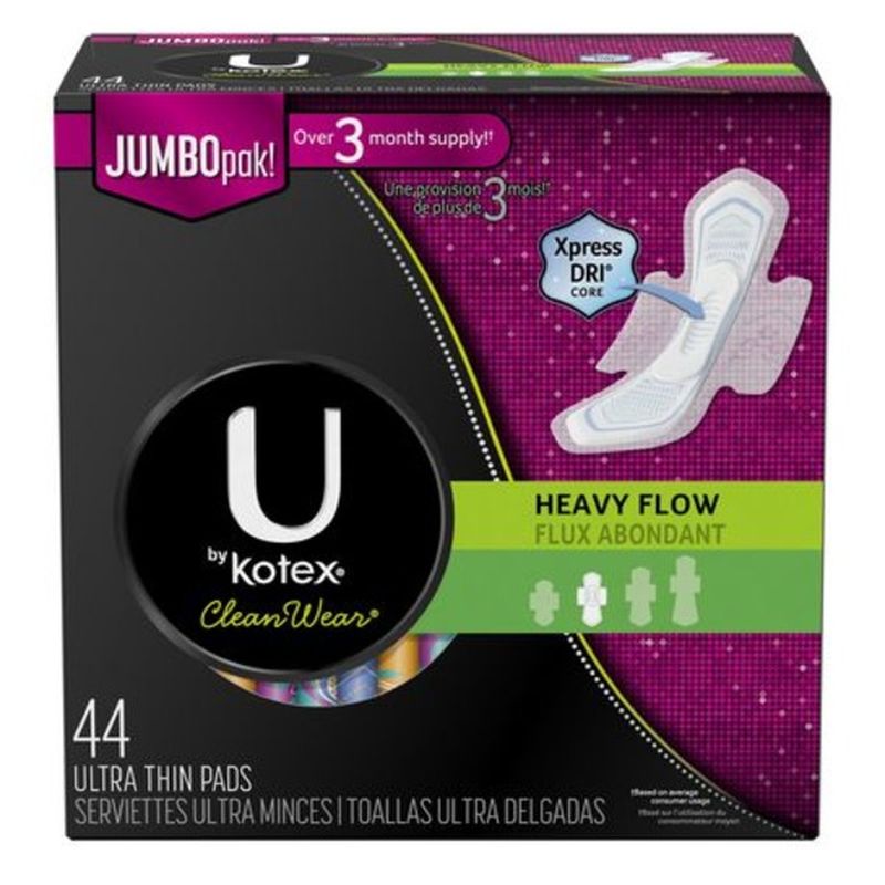 U by KotexSuper Premium CleanWear Ultra Thin Pads with Wings, Heavy