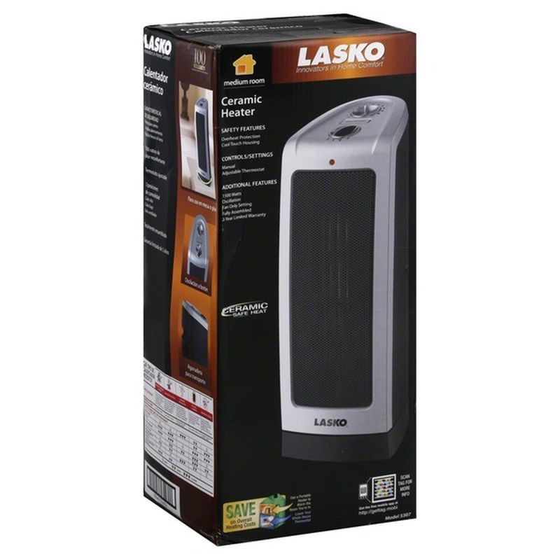 Lasko Tower 23 In 1500 Watt Electric Ceramic Oscillating Space Heater White 5775 The Home Depot