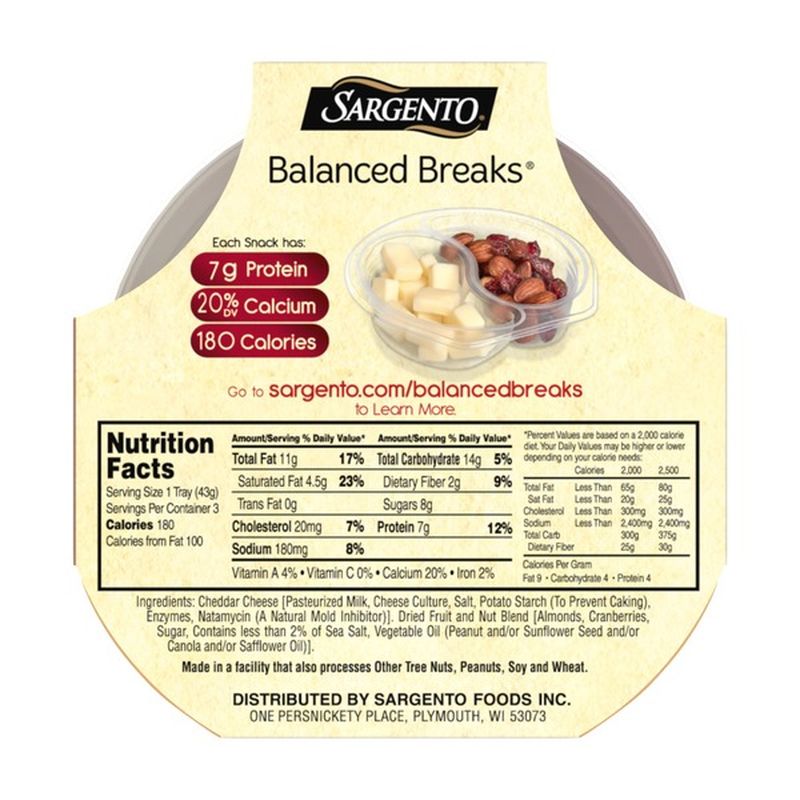 Sargento® Balanced Breaks®, Natural White Cheddar Cheese, SeaSalted
