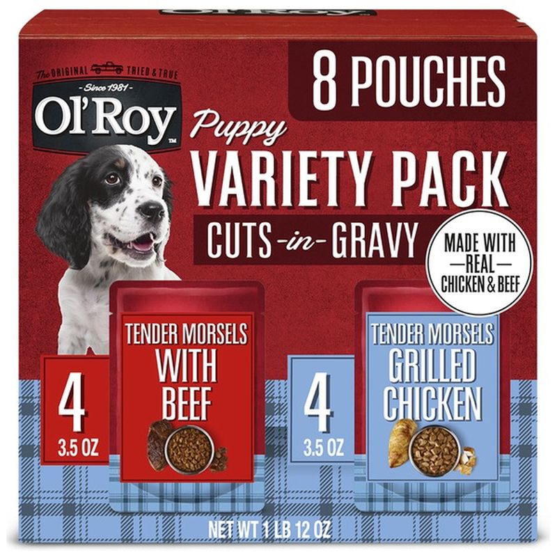 Ol' Roy Variety Pack Puppy Mini Morsels in Gravy Wet Dog Food Pouch (3.