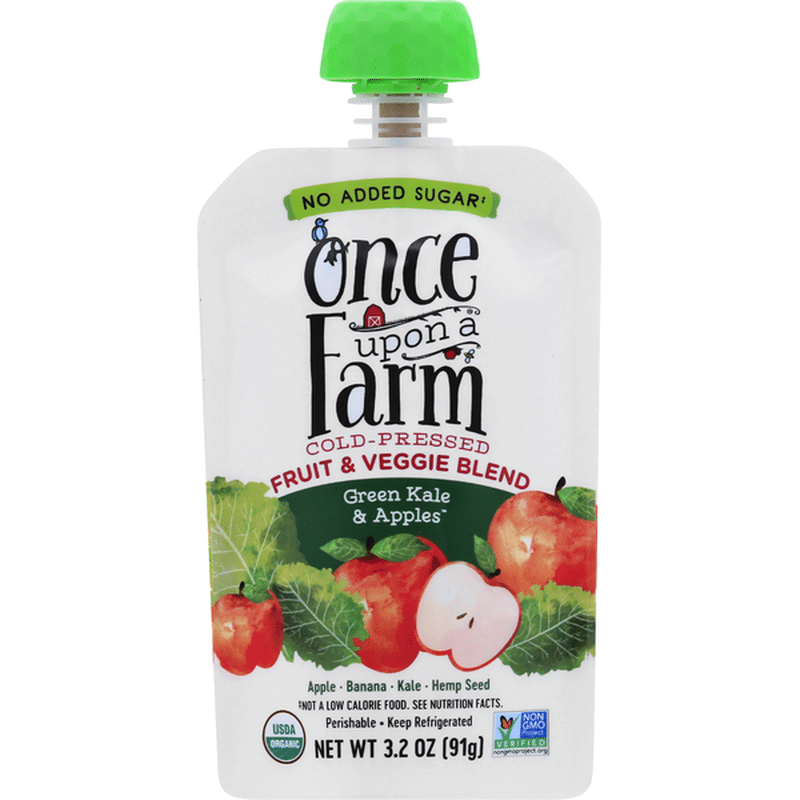 Once Upon a Farm Fruit & Veggie Blend, Green Kale & Apples, Cold ...