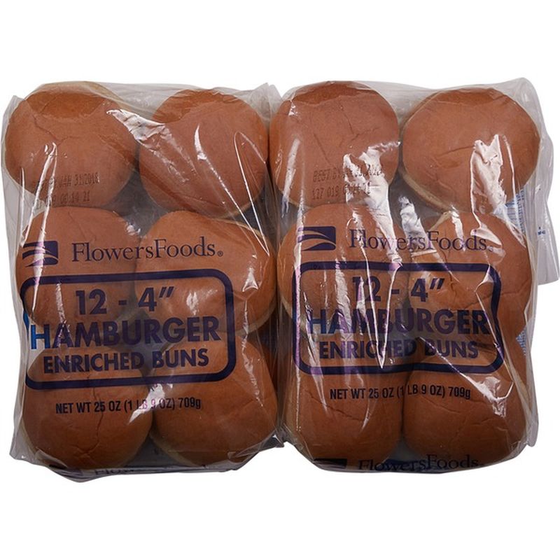 Flowers 4" Hamburger Enriched Buns