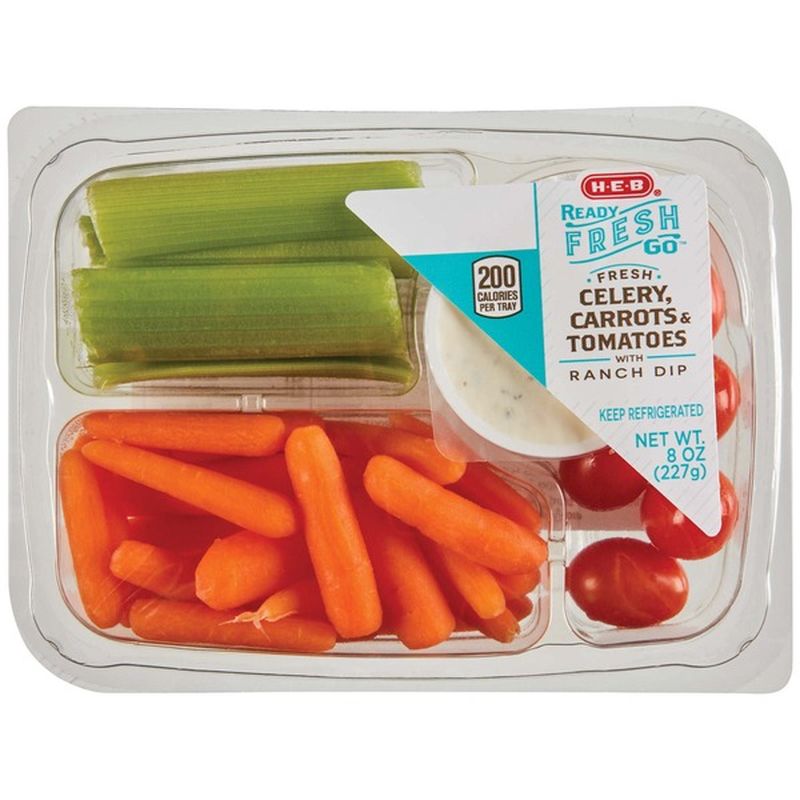 H-E-B Ready, Fresh, Go! Celery, Carrots & Tomatoes Snack Tray