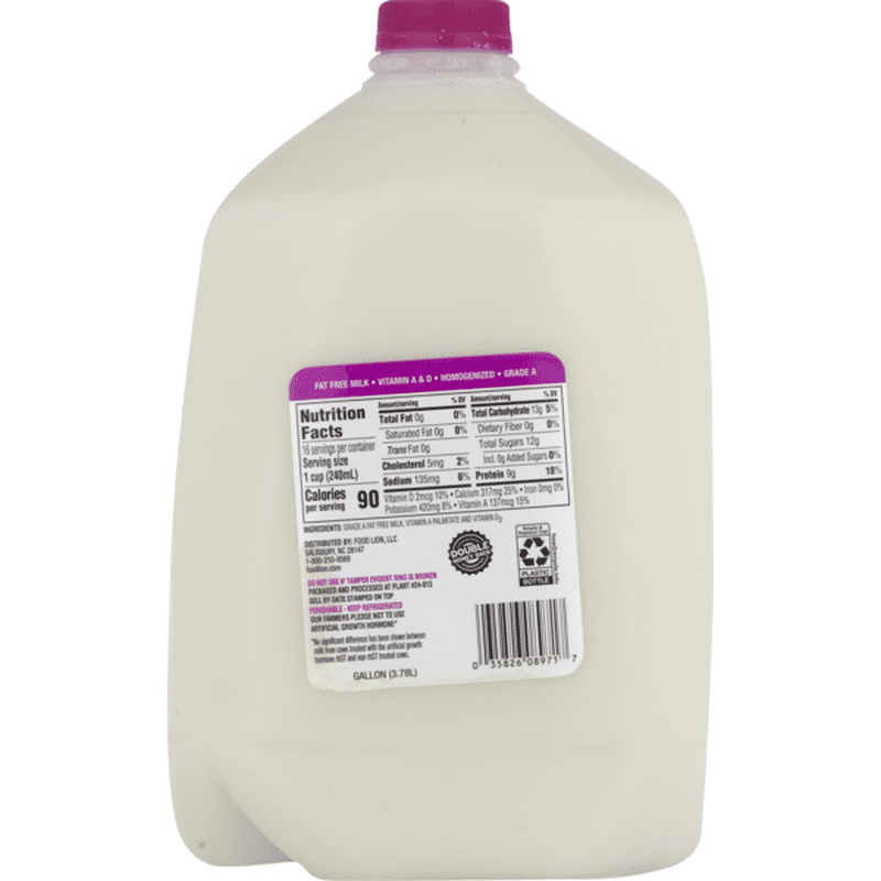 Food Lion Milk, Fat Free, Vitamin A & D, Jug (1 gal) Instacart