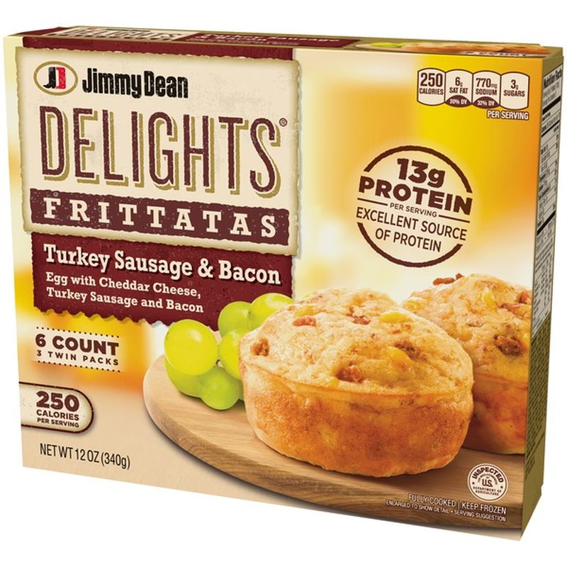 Jimmy Dean Delights Turkey Sausage and Bacon Frittatas, Frozen (2 ct ...