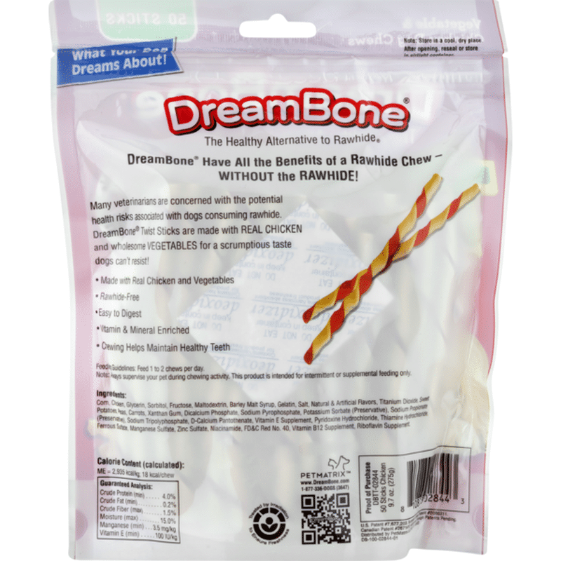 DreamBone Twist Sticks Dog Chews Vegetable & Chicken 50 CT (9.7 oz