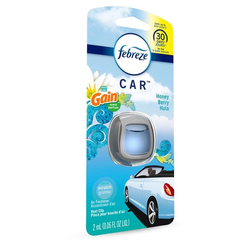 Febreze CAR Air Freshener Vent Clip with Gain Scent, Honey Berry Hula