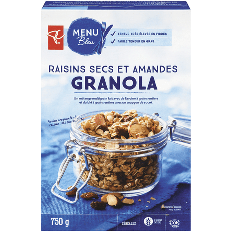 Presidents Choice Blue Menu Raisin & Almond Granola