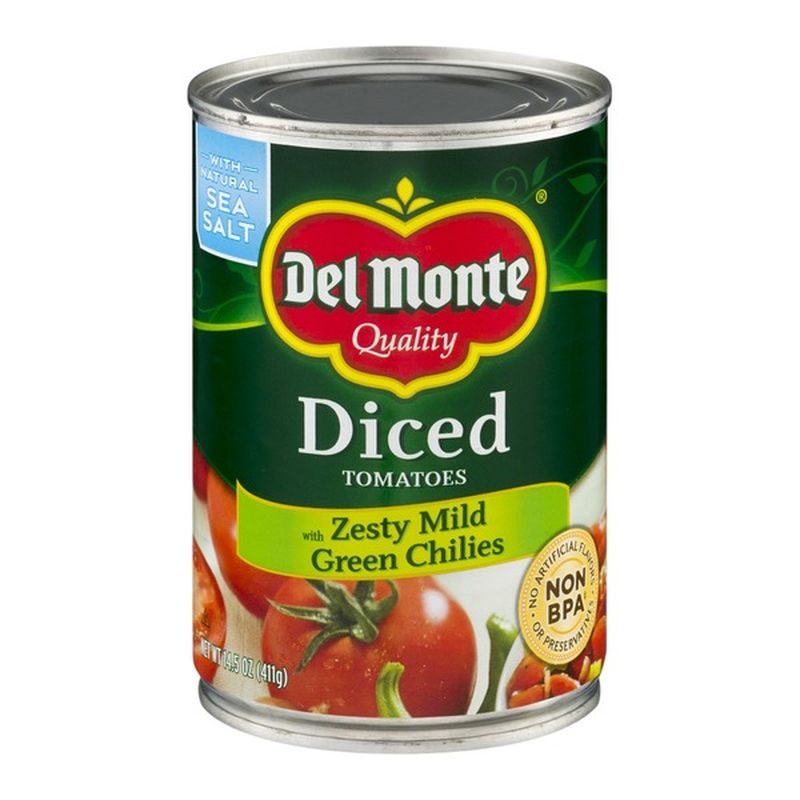 Del Monte Tomatoes, Diced with Zesty Mild Green Chiles (14.5 oz