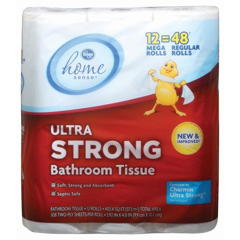 Kroger Home Sense Ultra Strong Mega Rolls Toilet Paper (12 ct) - Instacart