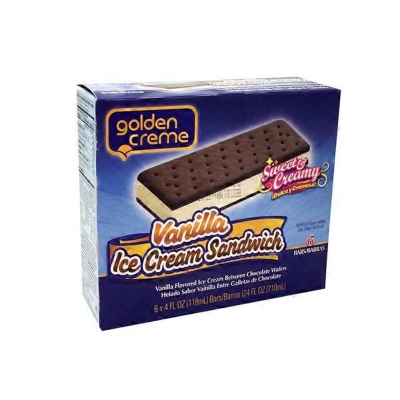 Golden Creme Ice Cream Sandwich Bars, Vanilla (6 ct) Instacart