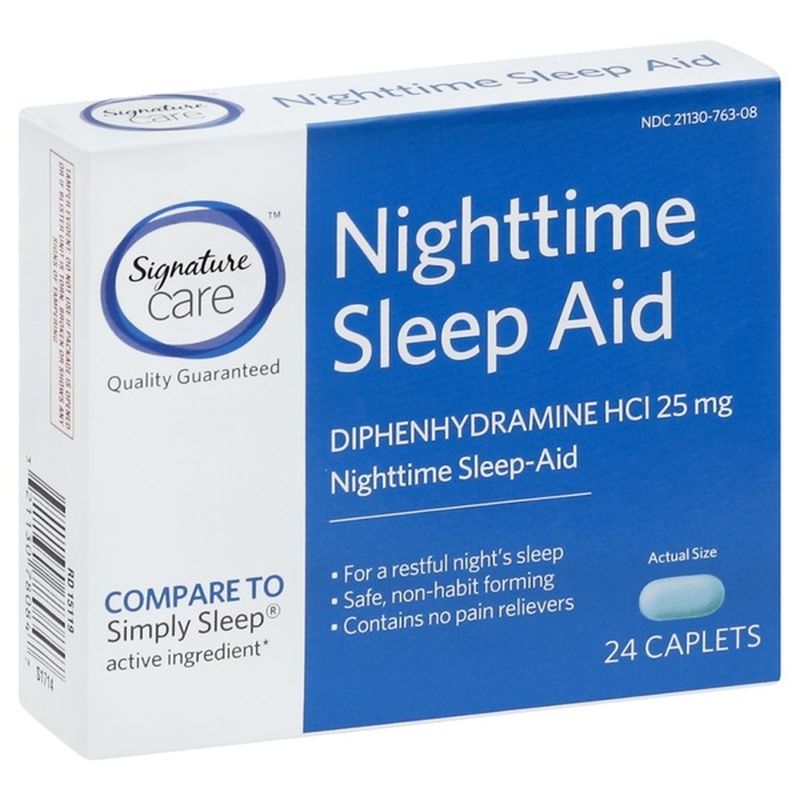 Signature Care Nighttime Sleep Aid Diphenhydramine Hci 25 Mg (24 ct