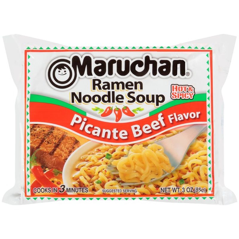 Maruchan Hot & Spicy Picante Beef Flavor Ramen Noodle Soup (3 oz ...