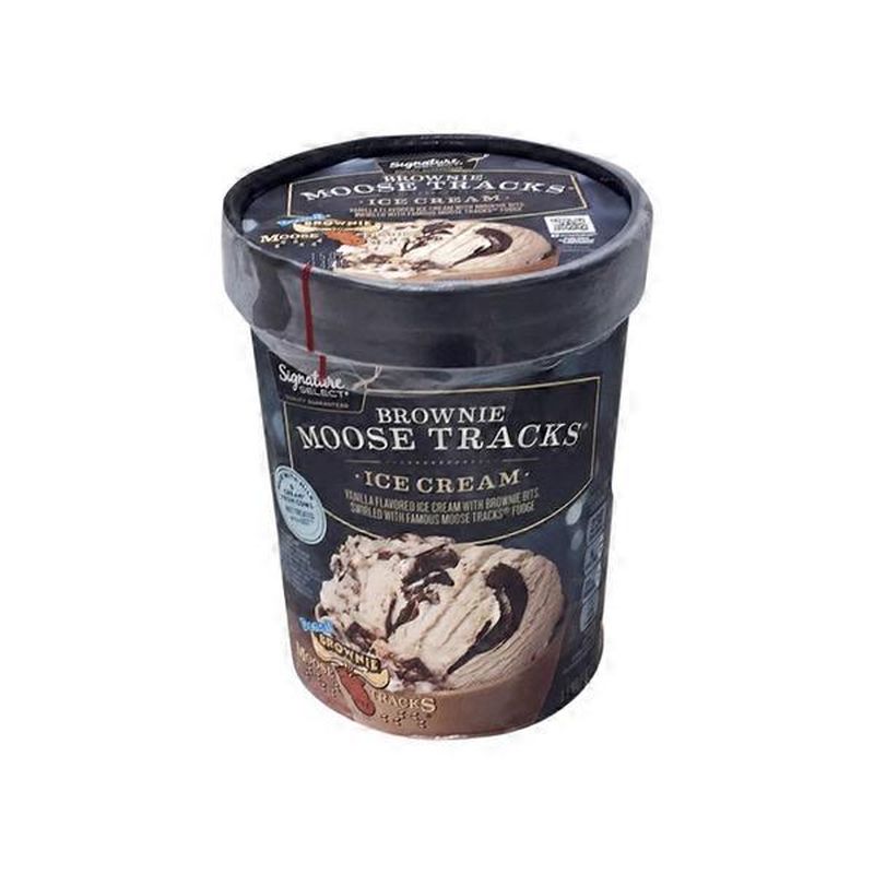 Signature Kitchens Brownie Moose Tracks Vanilla Flavored Ice Cream With Brownie Bits Swirled With Famous Moose Tracks Fudge 1 5 Qt Instacart