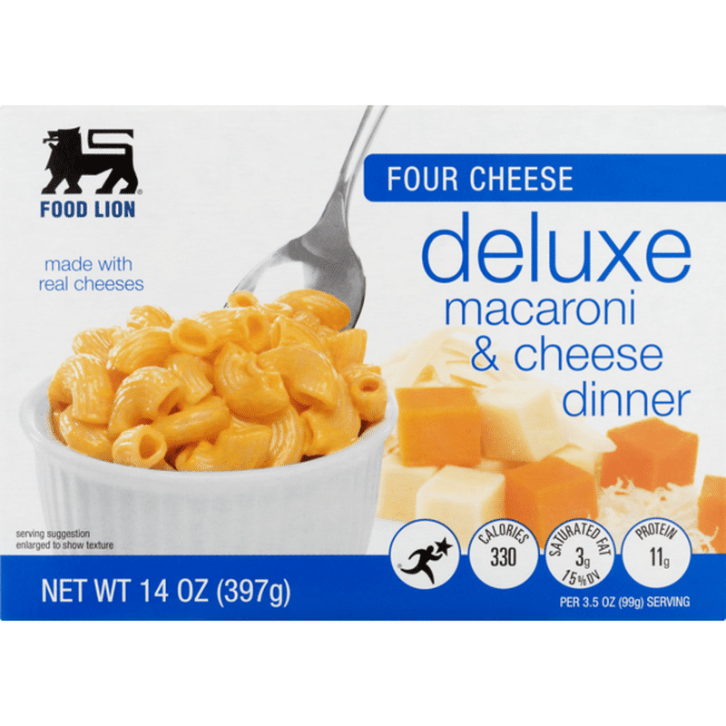 Food Lion Macaroni & Cheese Dinner, Deluxe, Four Cheese, Box (14 oz ...