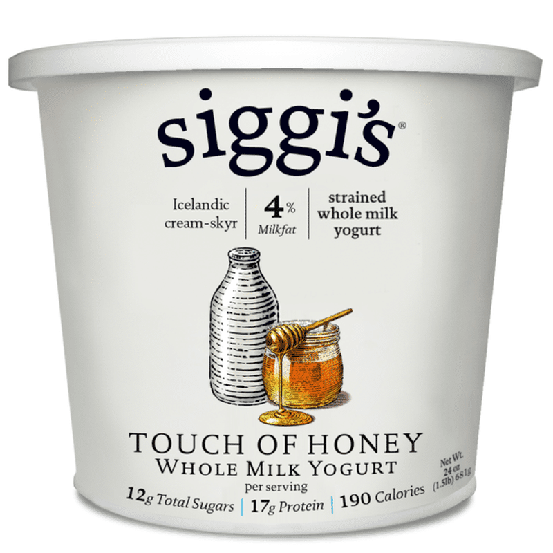 Siggi's Yogurt, Touch of Honey, Strained, Whole-Milk (24 oz) - Instacart