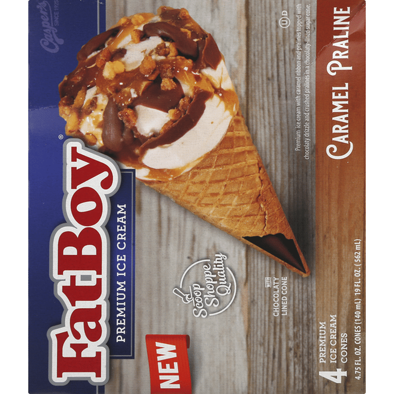 FatBoy Ice Cream Cones, Premium, Caramel Praline (4 each) Instacart