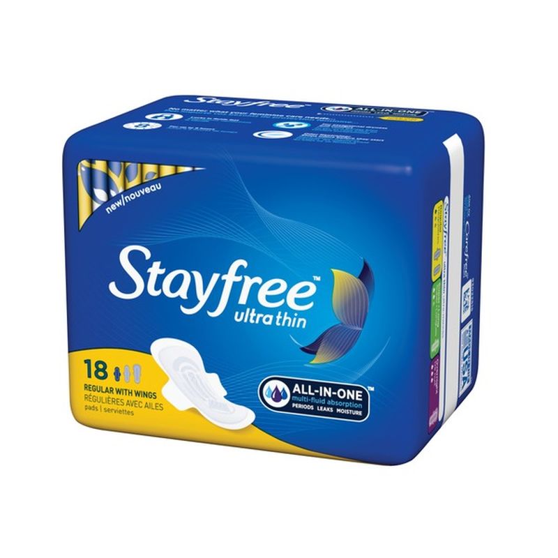 Stayfree Maxi Pads Regular with Wings (18 ct) Instacart