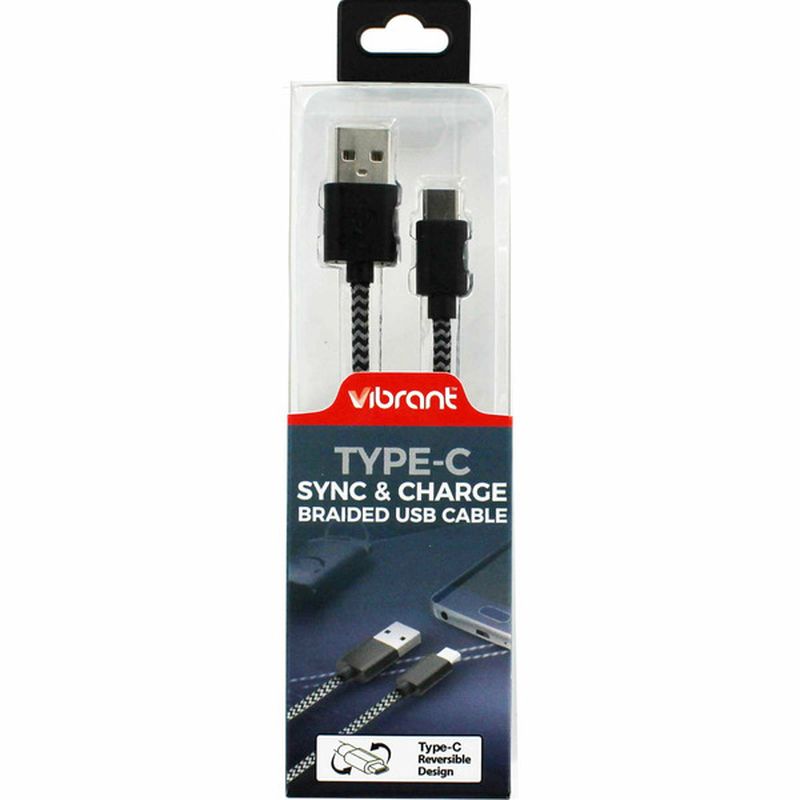 Vibrant 3' Braided USB Type C Cable