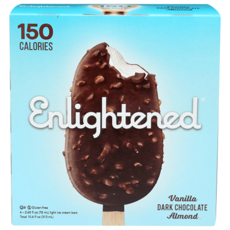 Enlightened Ice Cream Bars, Vanilla Dark Chocolate Almond, Light (4 ...