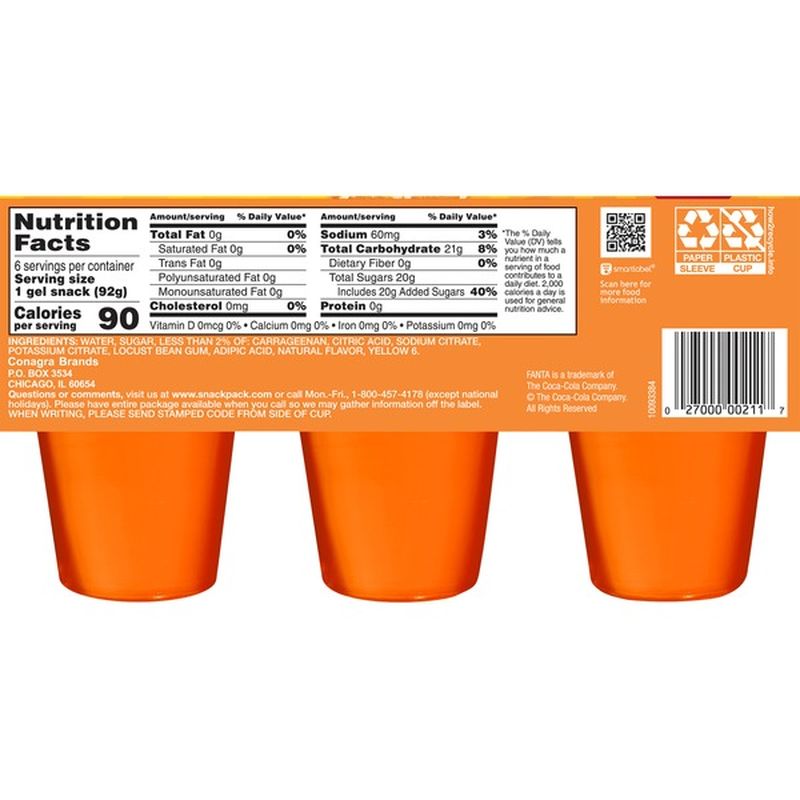 Snack Pack Gels Orange Fanta (19.5 oz) Instacart