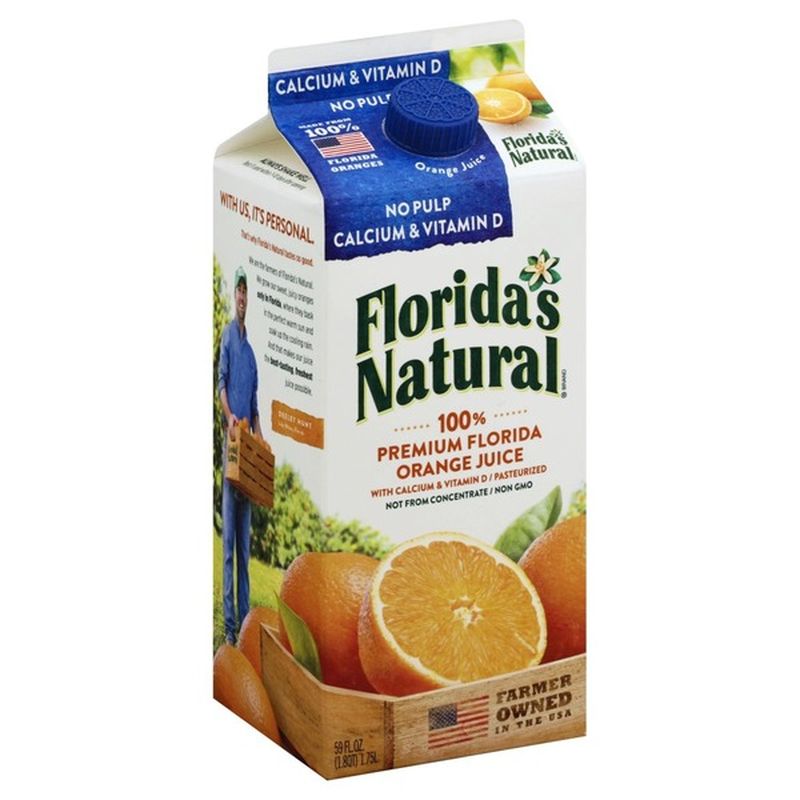 Florida's Natural 100% Juice, Orange, No Pulp, Calcium & Vitamin D (fl 