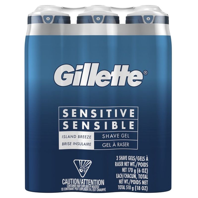 Gillette Sensitive Shave Gel, Island Breeze Scent (6 oz) Instacart