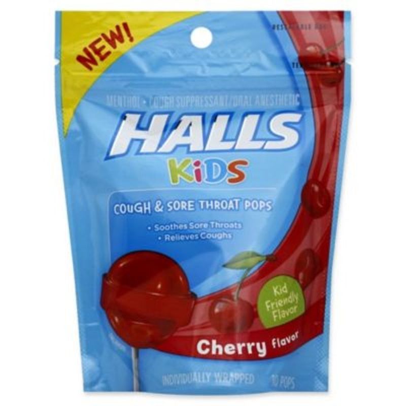 Halls Kids Cherry Menthol Cough & Sore Throat Pops (10 ct) Instacart