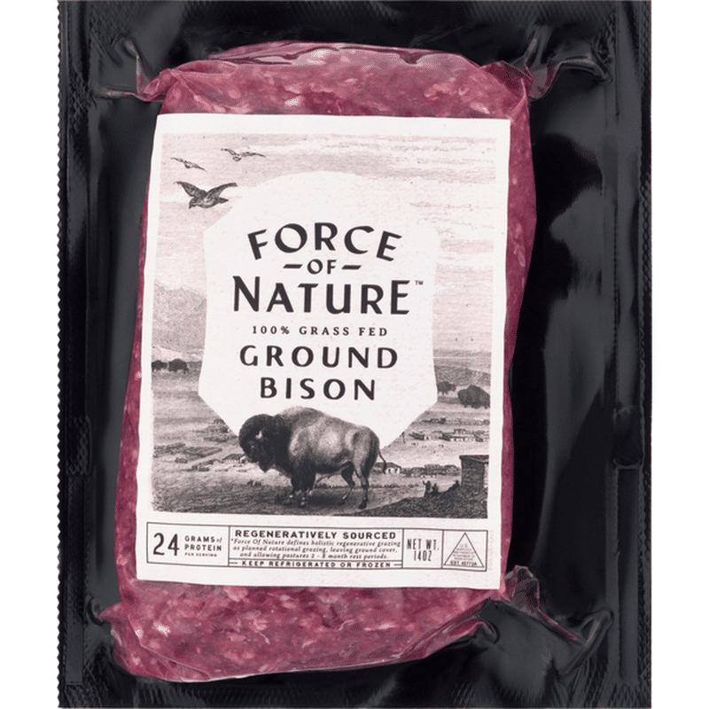 Force Of Nature Bison, Ground, 100 Grass Fed (14 oz) Instacart