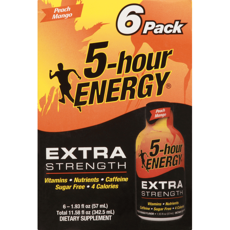 5 Hour Energy Energy Shot Sugar Free Extra Strength Peach Mango 6 Pack 6 Each Instacart