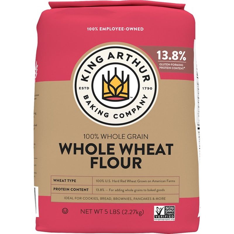 King Arthur Baking Whole Wheat Flour, 100% Whole Grain (5 Lb) - Instacart