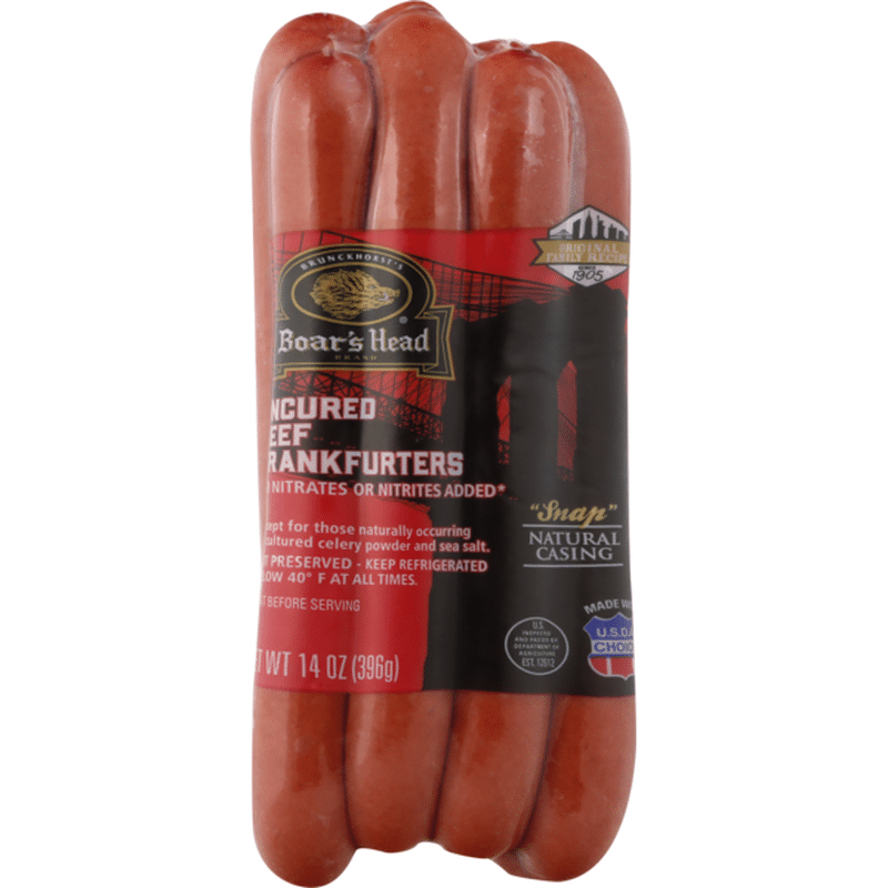 Boar's Head Frankfurters, Beef, Uncured, Vacuum Packed (14 oz) Instacart