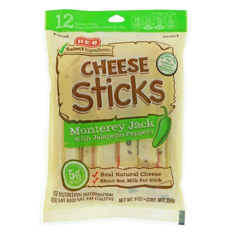 H-E-B Monterey Jack With Jalapeno Peppers Cheese Sticks (9 Oz) - Instacart